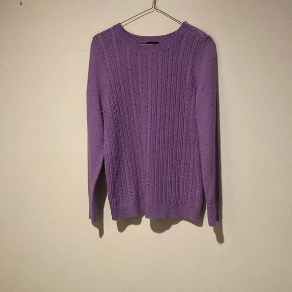 Talbots Sweaters - Talbots cable knit lilac women’s sweater medium confetti